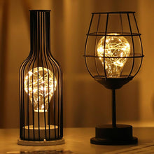 Load image into Gallery viewer, Retro Bulb Iron Table Winebottle Copper Wire Night Light